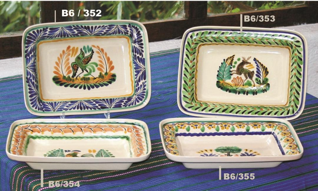 ceramica mexicana pintada a mano majolica talavera libre de plomo Botanero Rectangular