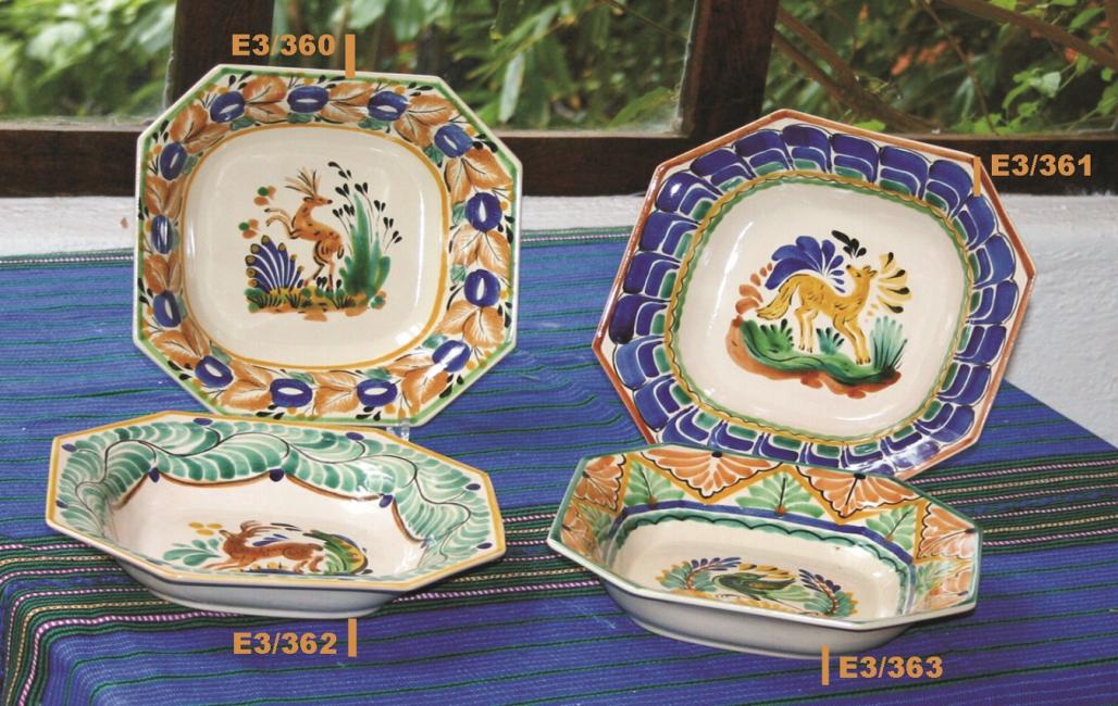 ceramica mexicana pintada a mano majolica talavera libre de plomo Ensaladeras Octagonal