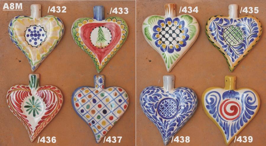 ceramica mexicana pintada a mano majolica talavera libre de plomo ORNAMENTOS CORAZON