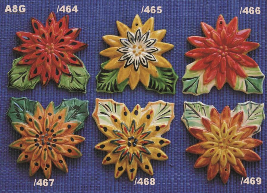  mexican ceramic mexican potttery folk art talavera Gorky Gonzalez FLOWER EVE ORNAMENTS