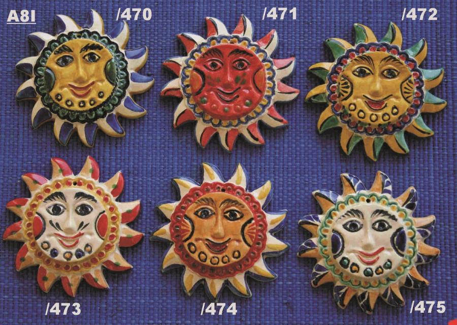  mexican ceramic mexican potttery folk art talavera Gorky Gonzalez SUN ORNAMENTS