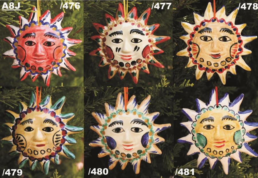 mexican ceramic mexican potttery folk art talavera Gorky Gonzalez NEW SUN ORNAMENTS