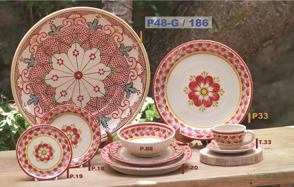 ceramica mexicana pintada a mano majolica talavera libre de plomo Coleccion Flor Roja 1