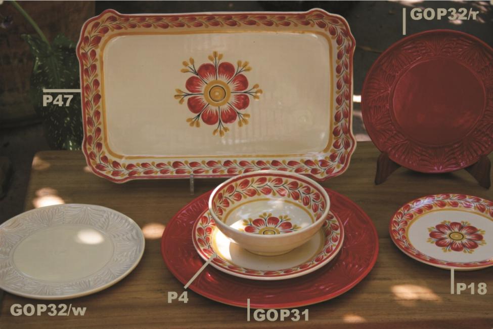 ceramica mexicana pintada a mano majolica talavera libre de plomo Coleccion Flor Roja 3