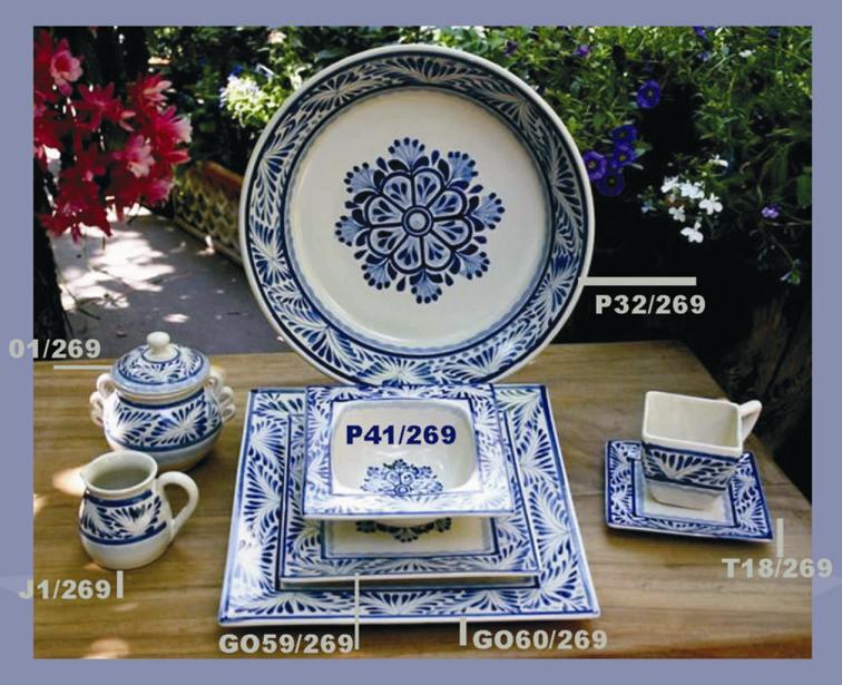 ceramica mexicana pintada a mano majolica talavera libre de plomo Coleccion Flor Azul 1