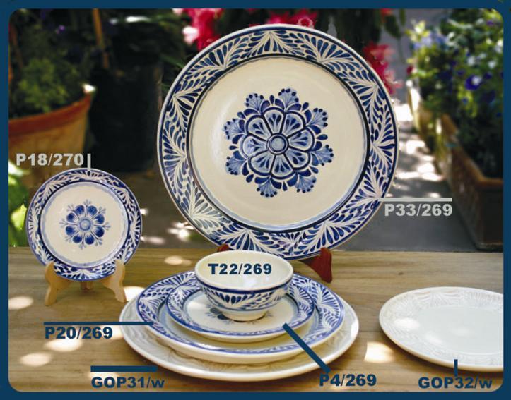  mexican ceramic mexican potttery folk art talavera Gorky Gonzalez Blue Flower Collection 3