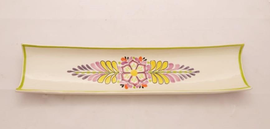  190225-03-mexican-ceramic-canoa-tray-pottery-hand-made-mexico-snack-tableware-flower-purple