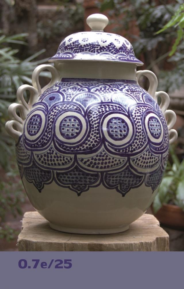 ceramica mexicana pintada a mano majolica talavera libre de plomo Olla Azul Modelo 25