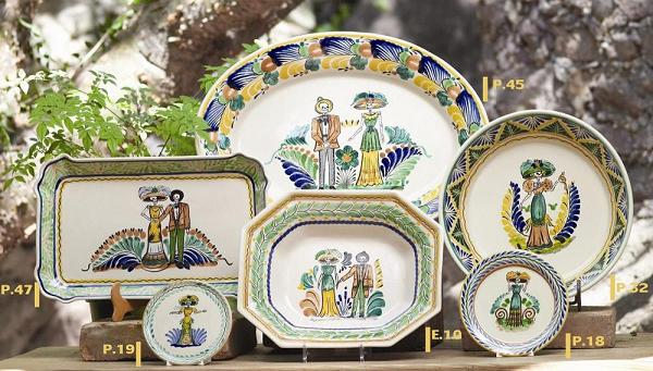 mexican ceramic mexican potttery folk art talavera Gorky Gonzalez Catrina Pattern<br>MultiColors