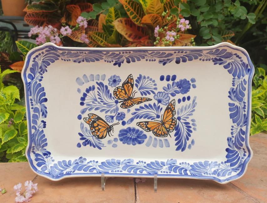200607-01+mexican+platter+majolica+hand+painted+folk+art+butterfly+mexico