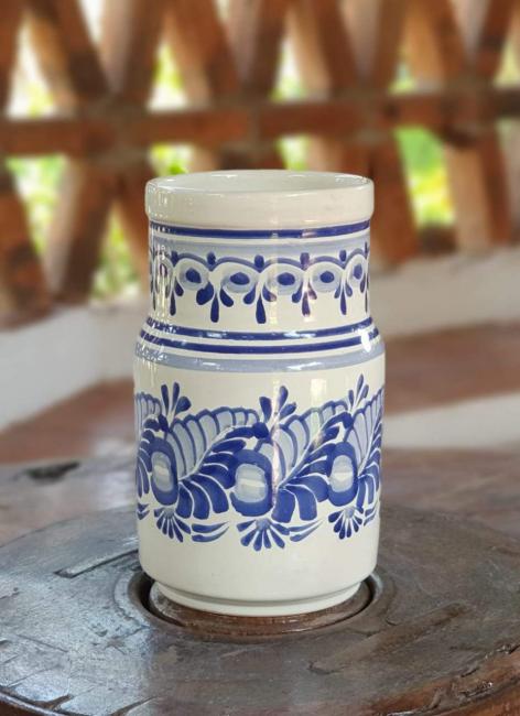  200707-04-mexican-ceramic-pottery-decorative-vase-hand-made-mexico-blue-talavera-majolica