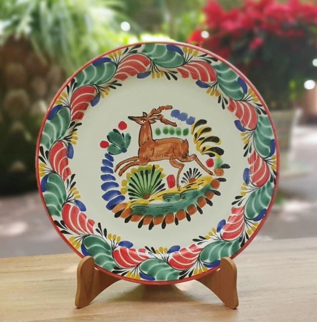  201113-35+ceramic-plates-handcrafts-christmas-deer-motive-tablesetting-gift-amazon-ebay-talavera-majolica-handmade