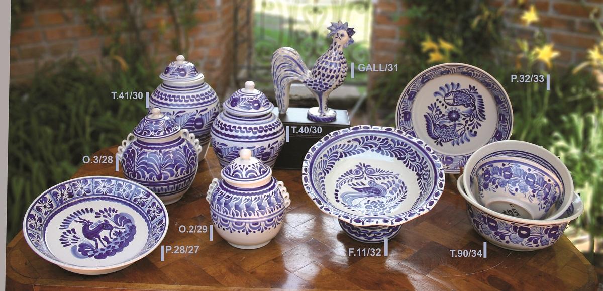 ceramica mexicana pintada a mano majolica talavera libre de plomo Coleccion Azul y Bco 2