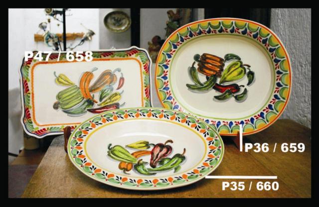 ceramica mexicana pintada a mano majolica talavera libre de plomo Platones<br>Chiles
