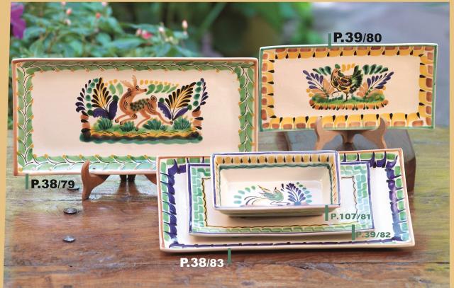 ceramica mexicana pintada a mano majolica talavera libre de plomo Platos Rectangulares