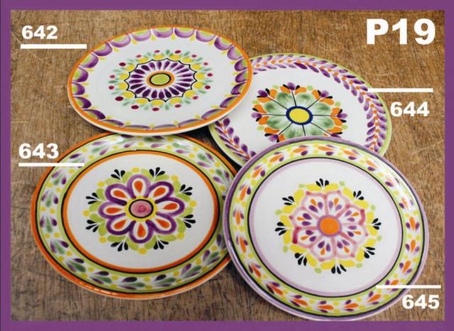  mexican ceramic mexican potttery folk art talavera Gorky Gonzalez Flower Bread Plate<br>Purple