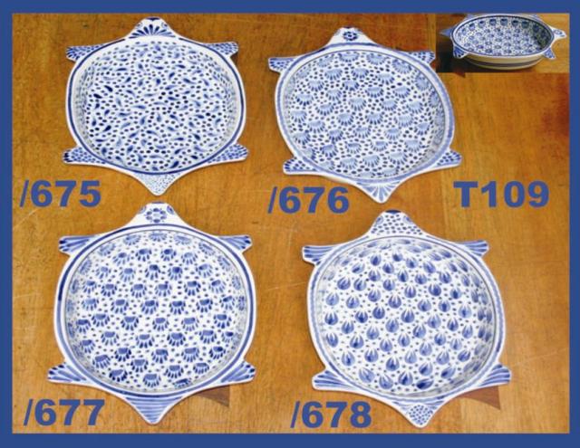 ceramica mexicana pintada a mano majolica talavera libre de plomo Tazones Tortuga<br>azul y blanco