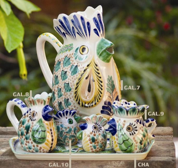 mexican ceramic mexican potttery folk art talavera Gorky Gonzalez Rooster Set