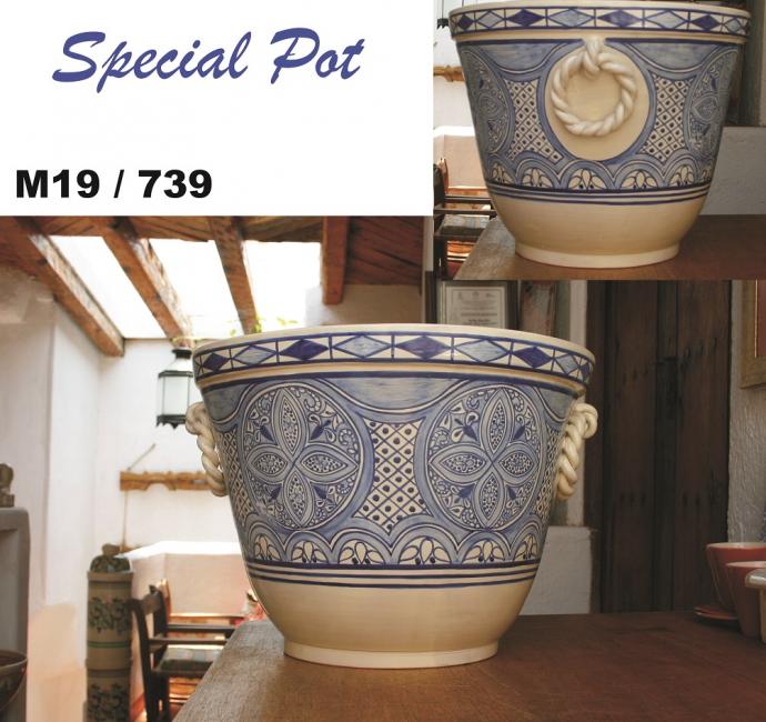  mexican ceramic mexican potttery folk art talavera Gorky Gonzalez Special Pot<br>Morisco Pattern<br>blue