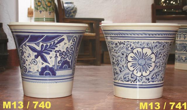  mexican ceramic mexican potttery folk art talavera Gorky Gonzalez Large Pot<br>Blue