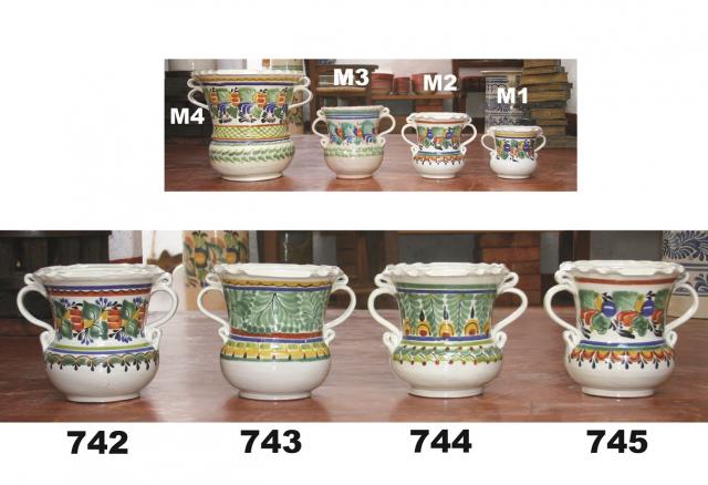  mexican ceramic mexican potttery folk art talavera Gorky Gonzalez Pots w/handle<br>multicolors