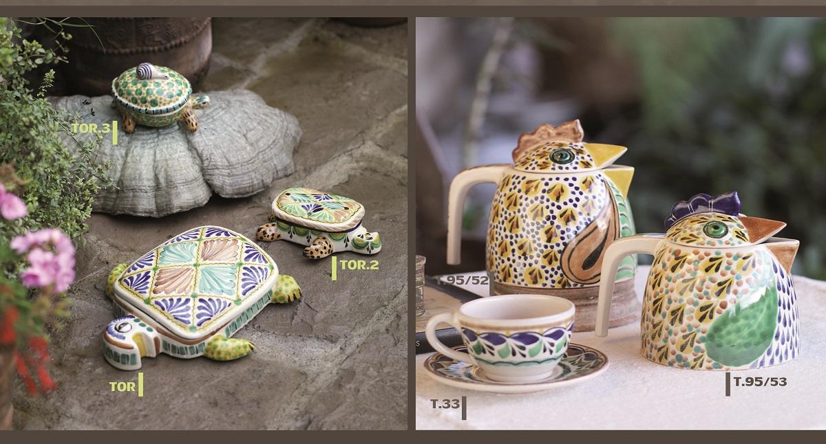 ceramica mexicana pintada a mano majolica talavera libre de plomo Alajeros, Tetera de Gallo