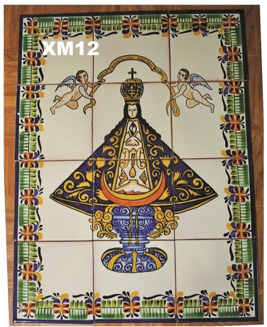ceramica mexicana pintada a mano majolica talavera libre de plomo Mural de Azulejos<br>Virgen de San Juan II