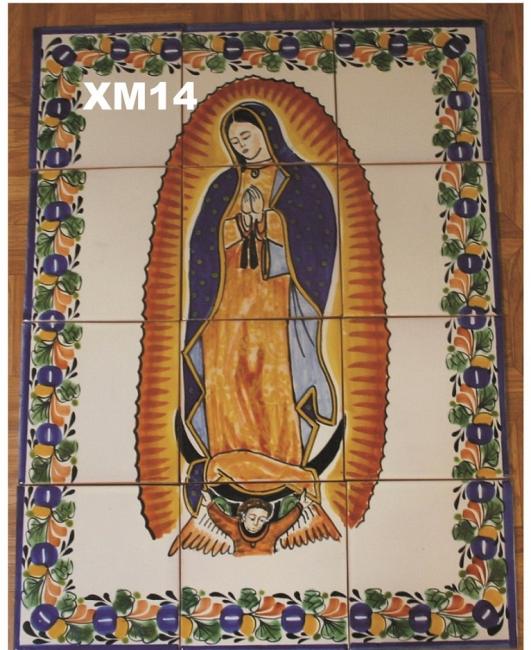 ceramica mexicana pintada a mano majolica talavera libre de plomo Mural de Azulejos<br>Virgen de Guadalupe II