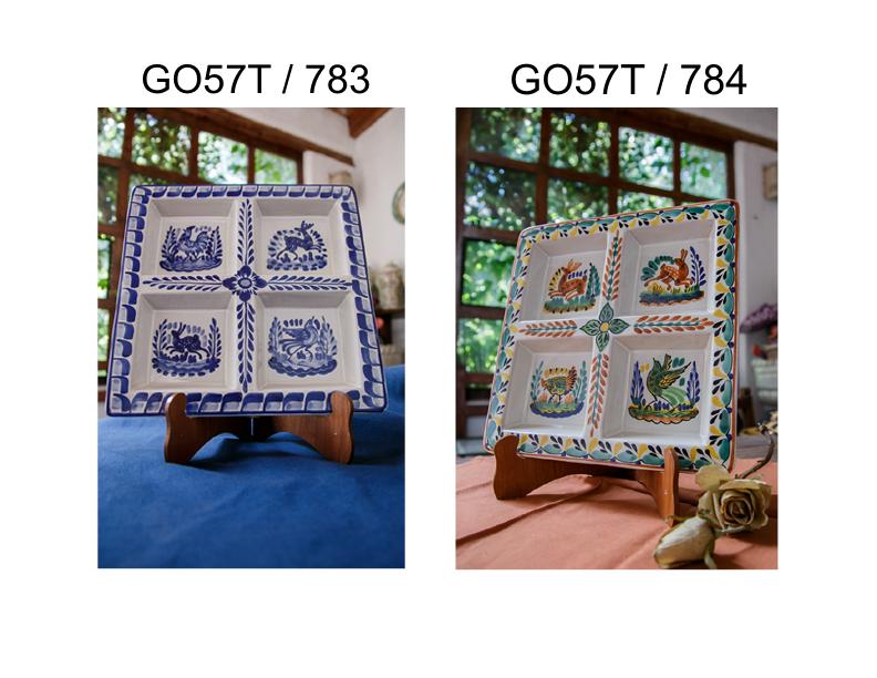 ceramica mexicana pintada a mano majolica talavera libre de plomo Charola Cuadrada c/4 divisiones