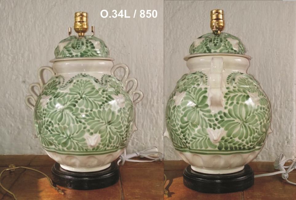 ceramica mexicana pintada a mano majolica talavera libre de plomo Lampara C/relieve<br>cara de Perrito<br>Jalones Verdes