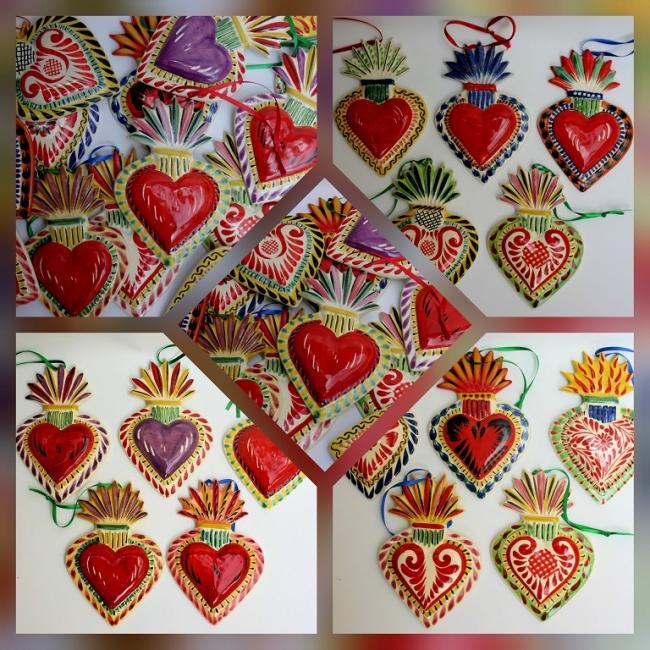 ceramica mexicana pintada a mano majolica talavera libre de plomo Ornamento Sagrado Corazon