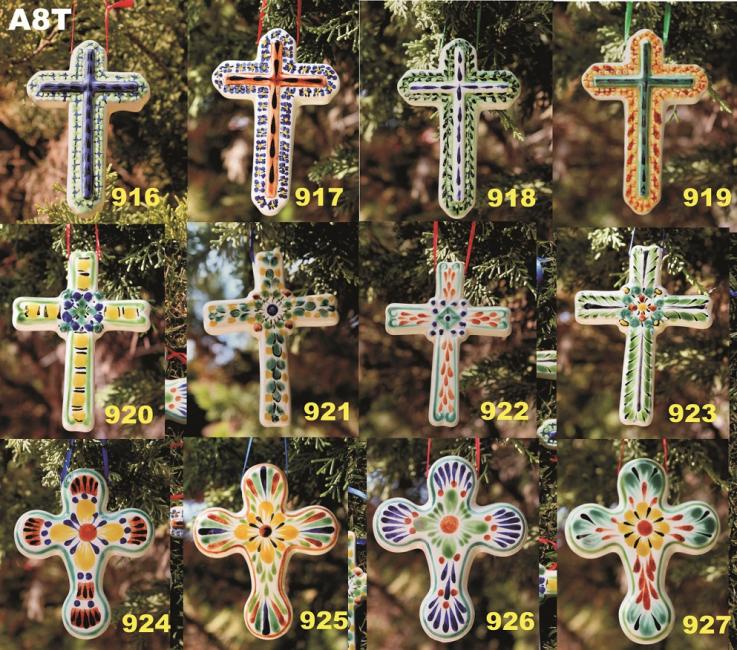  mexican ceramic mexican potttery folk art talavera Gorky Gonzalez Cross Ornament