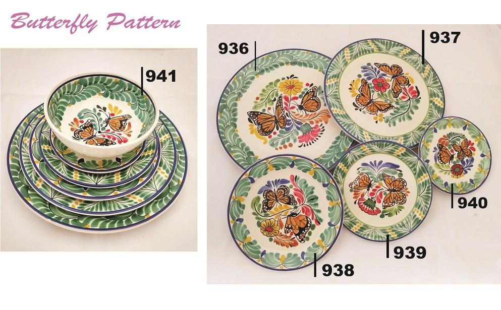 ceramica mexicana pintada a mano majolica talavera libre de plomo Vajila con diseño de Mariposas