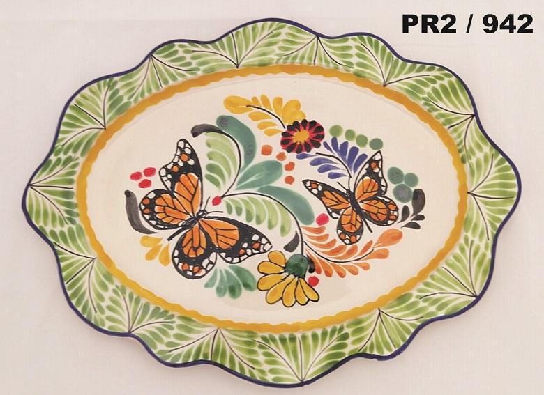  mexican ceramic mexican potttery folk art talavera Gorky Gonzalez Butterfly<br>Tray / Platter<br>MultiColors