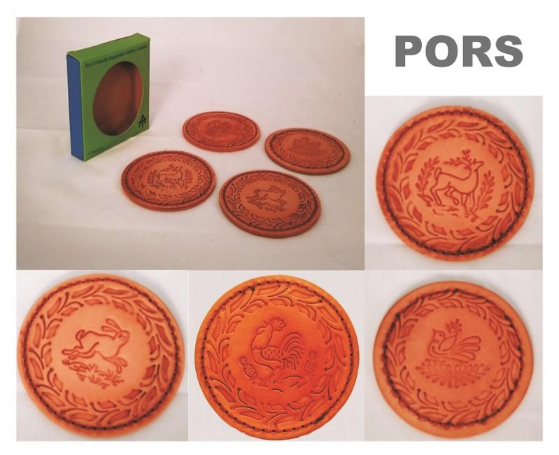  mexican ceramic mexican potttery folk art talavera Gorky Gonzalez Leather Coaster Set of 4