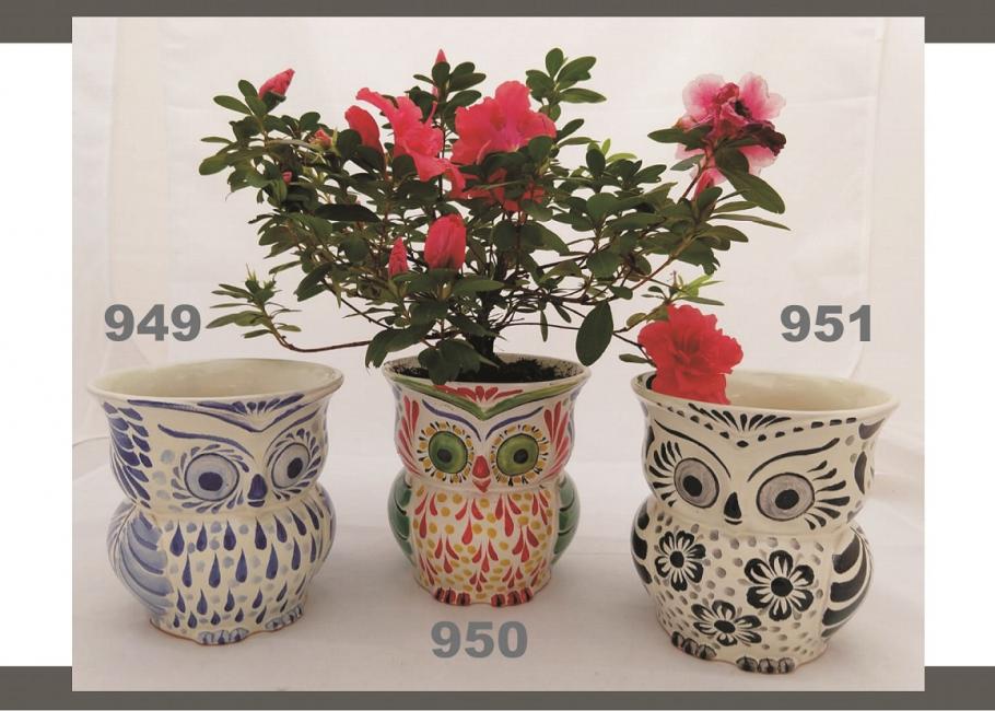 ceramica mexicana pintada a mano majolica talavera libre de plomo Maceta Buho