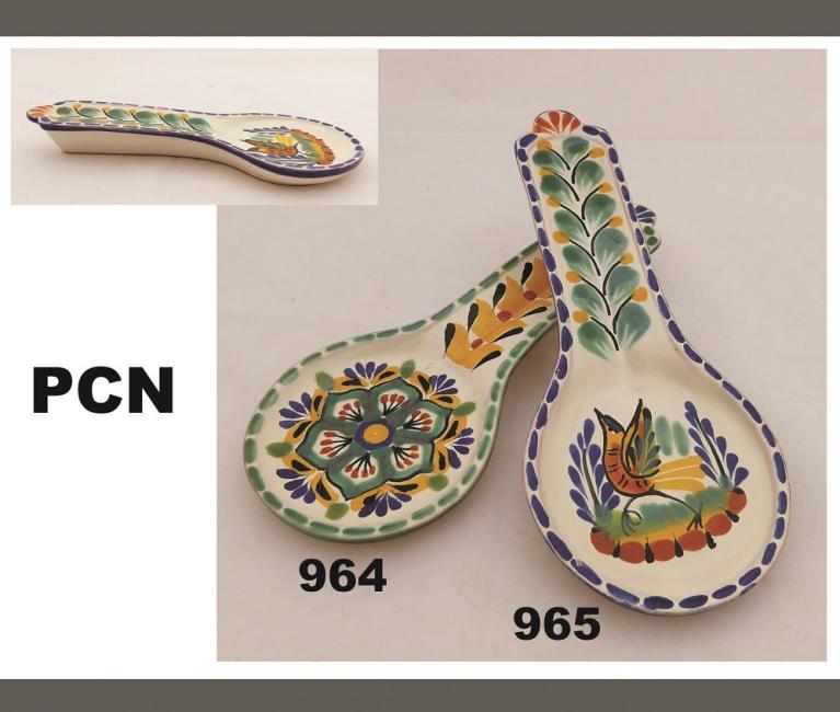  mexican ceramic mexican potttery folk art talavera Gorky Gonzalez Flower, Bird<br>Spoon Rest<br>MultiColors