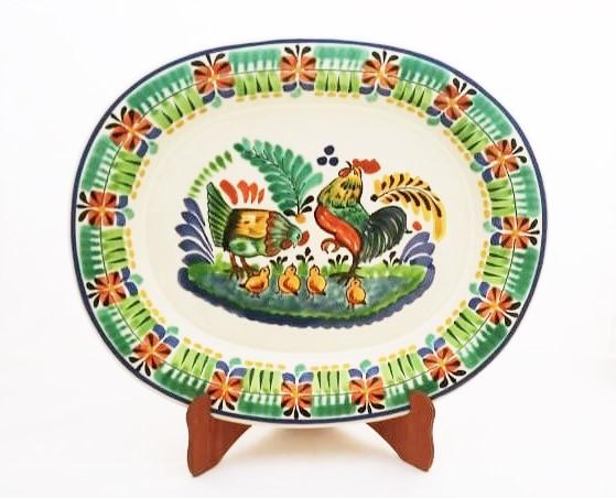 ceramica mexicana pintada a mano majolica talavera libre de plomo Platon Sin Recortar<br>Familia Gallos