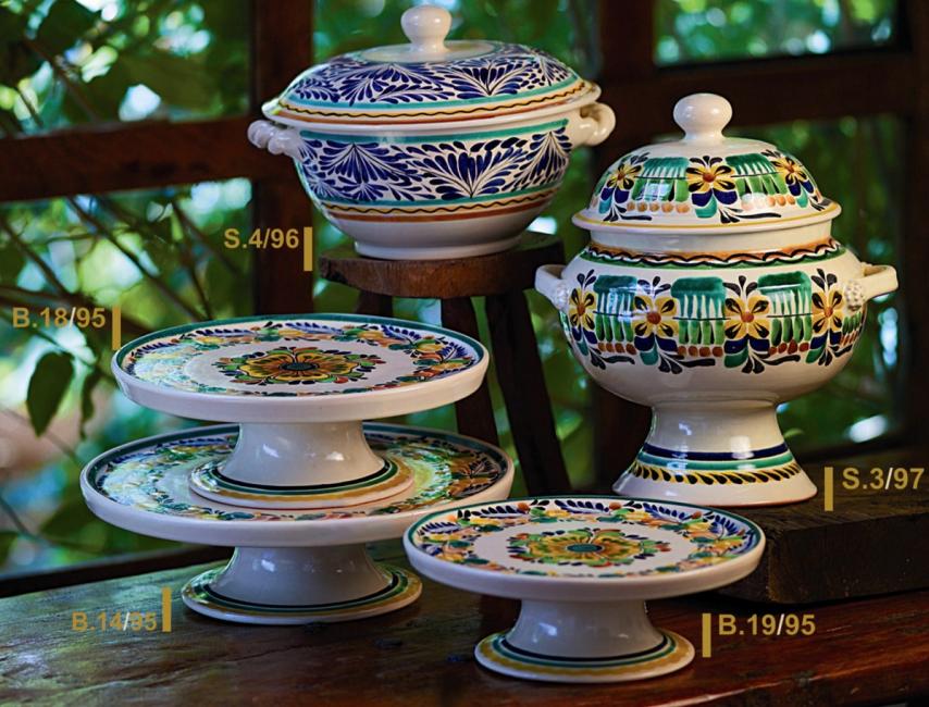  mexican ceramic mexican potttery folk art talavera Gorky Gonzalez Cake Pedestal, Soup Tourrin