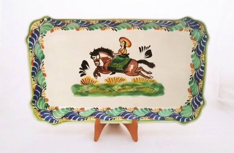  mexican ceramic mexican potttery folk art talavera Gorky Gonzalez CowGirl<br>Rectangular Platter<br>serving tray