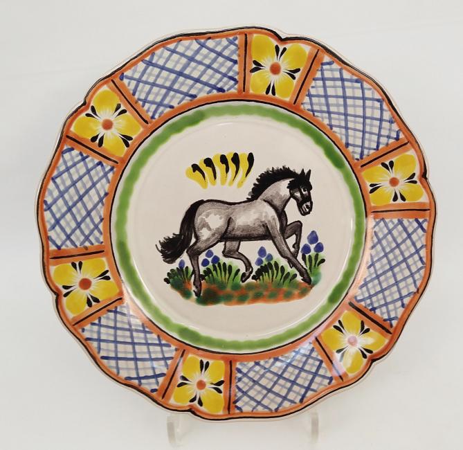 ceramica mexicana pintada a mano majolica talavera libre de plomo Plato Flor c/caballo