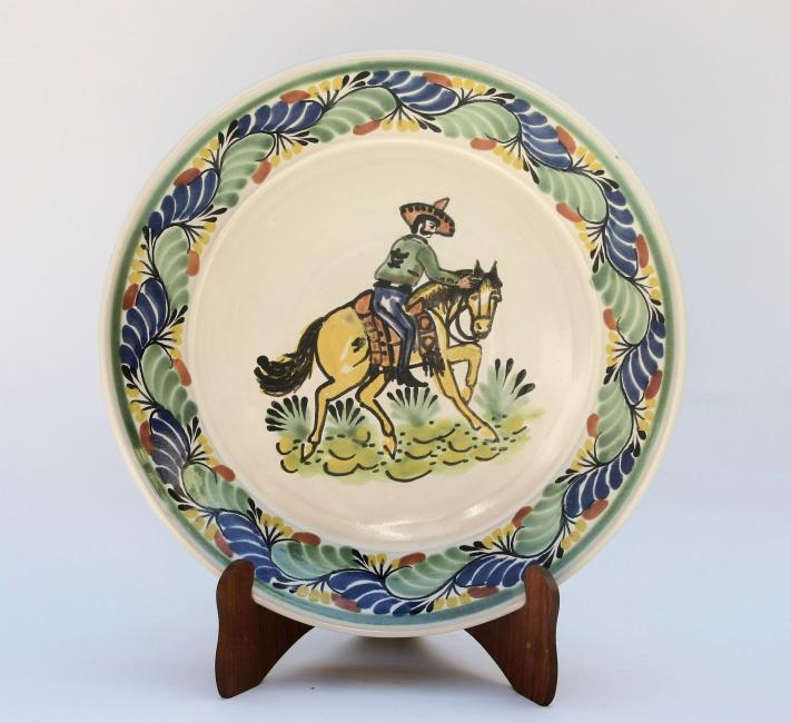  mexican ceramic mexican potttery folk art talavera Gorky Gonzalez CowBoy Round Platter