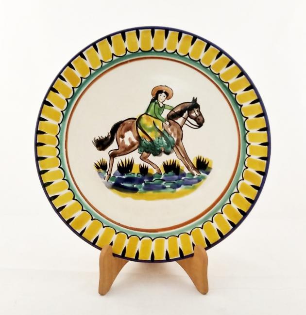  mexican ceramic mexican potttery folk art talavera Gorky Gonzalez CowGirl IV<br>Plate