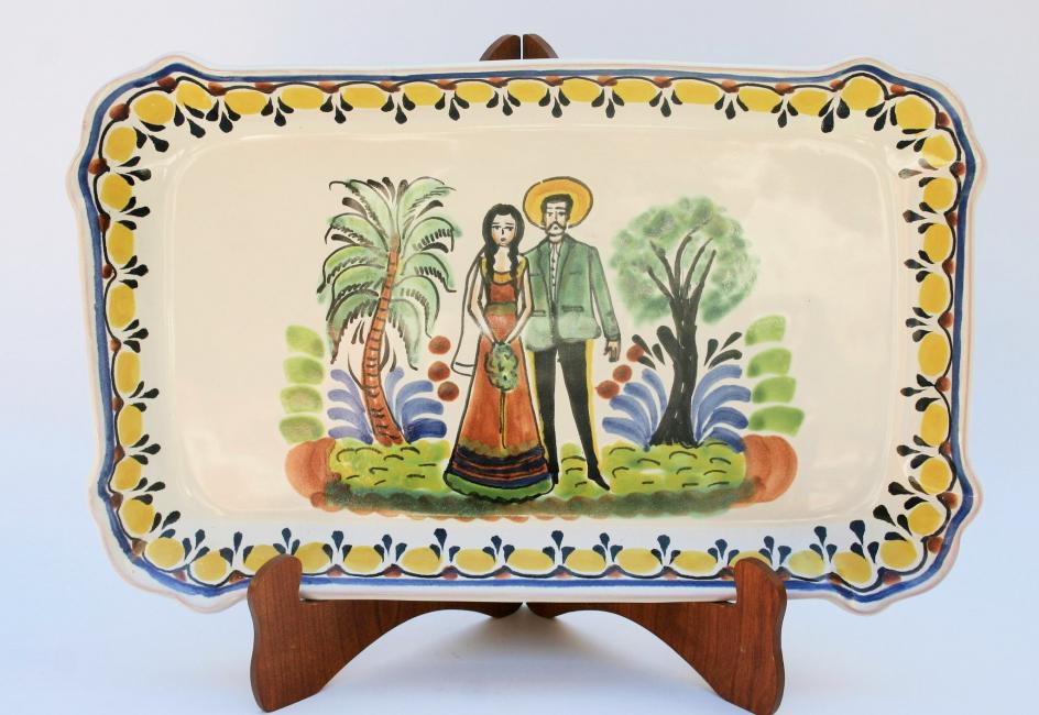 ceramica mexicana pintada a mano majolica talavera libre de plomo Platon Rectangular<br>Boda