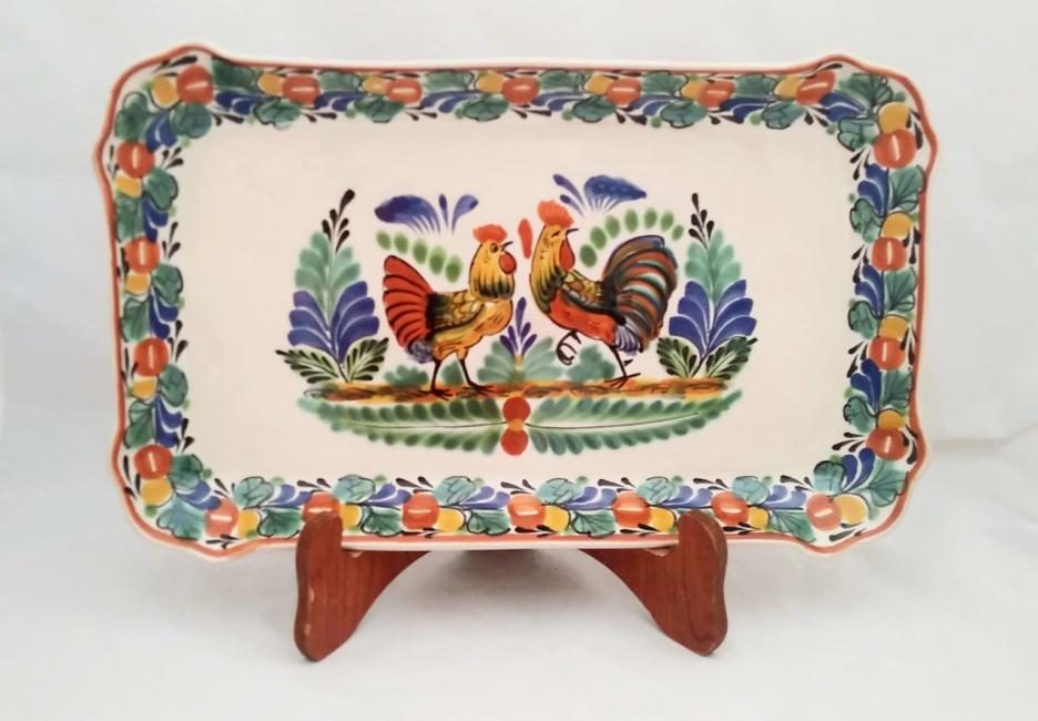  mexican ceramic mexican potttery folk art talavera Gorky Gonzalez Love Chickens<br>Traditional Colors