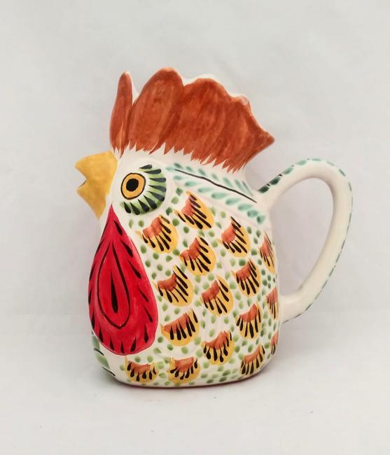  mexican ceramic mexican potttery folk art talavera Gorky Gonzalez Rooster Water Pitcher<br>MultiColors I