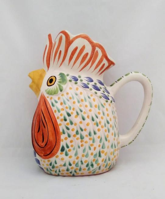  mexican ceramic mexican potttery folk art talavera Gorky Gonzalez Rooster Water Pitcher<br>MultiColors II