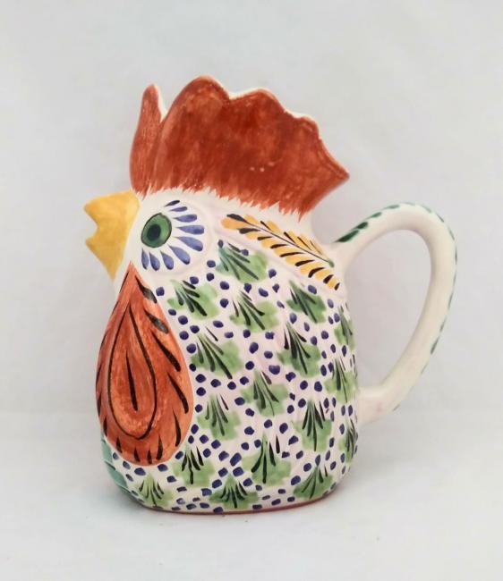  mexican ceramic mexican potttery folk art talavera Gorky Gonzalez Rooster Water Pitcher<br>MultiColors III