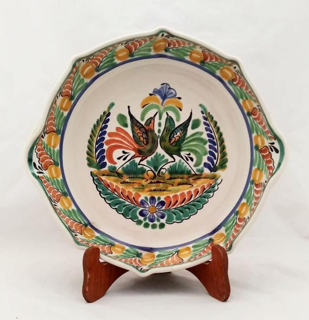  mexican ceramic mexican potttery folk art talavera Gorky Gonzalez Octagonal Platter<br>Love Birds