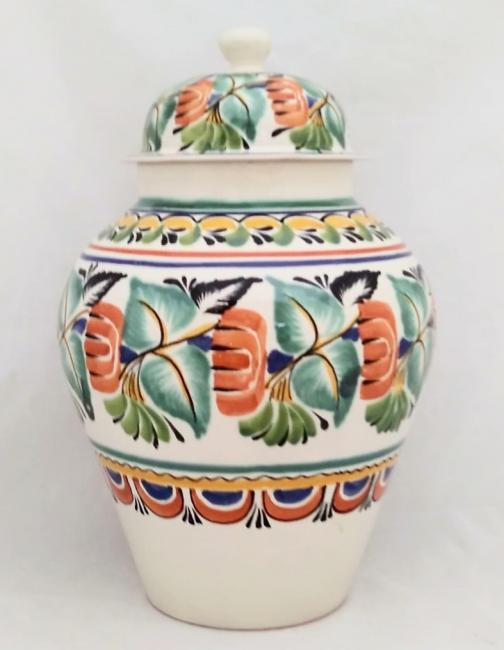  mexican ceramic mexican potttery folk art talavera Gorky Gonzalez Traditional Jar Vase<br>Green Colors